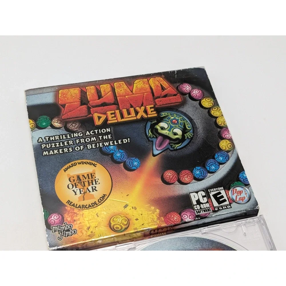 Zuma Deluxe Pop Cap Jumbo PC CD ROM Computer Video Game 2004 PopCap Game Sleeve